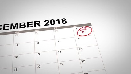 Closeup of World Aids Day date reminder marked on a calendar of year 2018