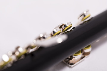 A close-up of a piccolo flute
