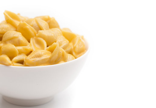 Macaroni Shells and Cheese on a White Background