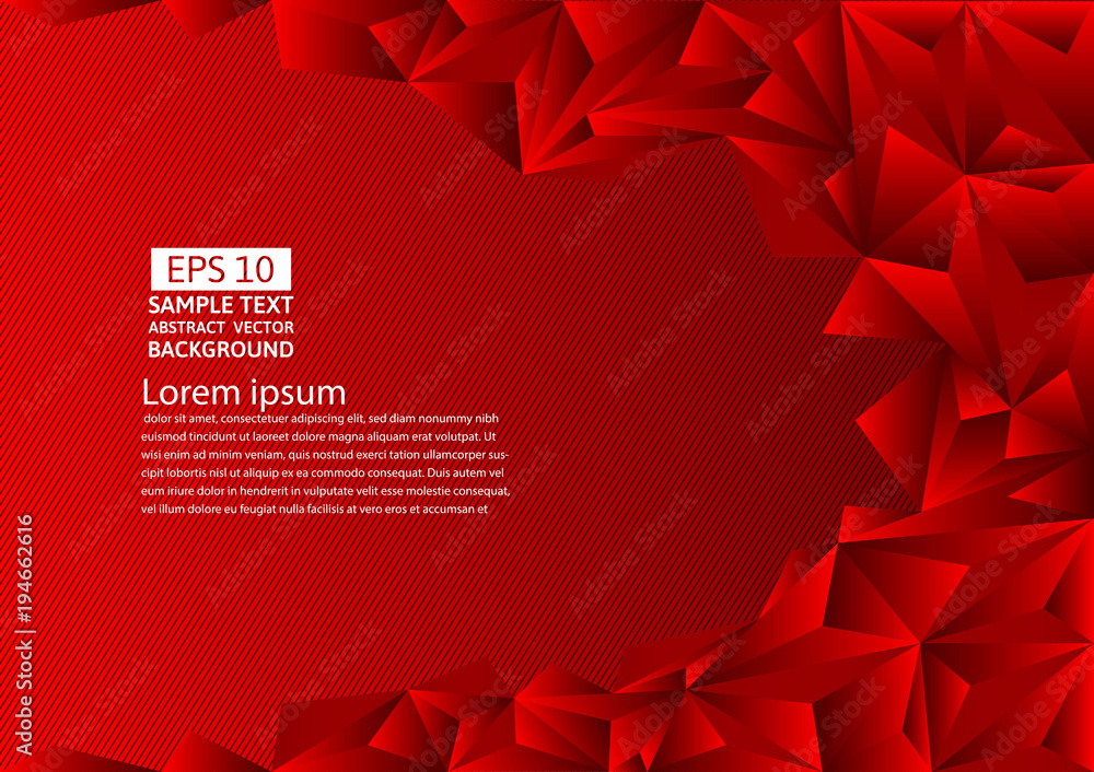 Poster red polygon abstract vector background with copy space, vector illustration