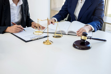 Teamwork of business lawyer colleagues, consultation and conference of professional female lawyers...