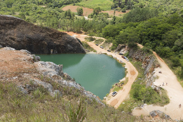 Blue Lagoon, old quarry in Campo Magro Parana Brazil.