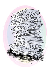 Sketch of Stack of work papers