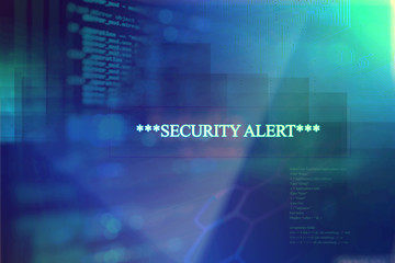 Fototapeta na wymiar Security alert on a computer system and server