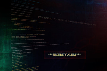 Security alert on a computer system and server