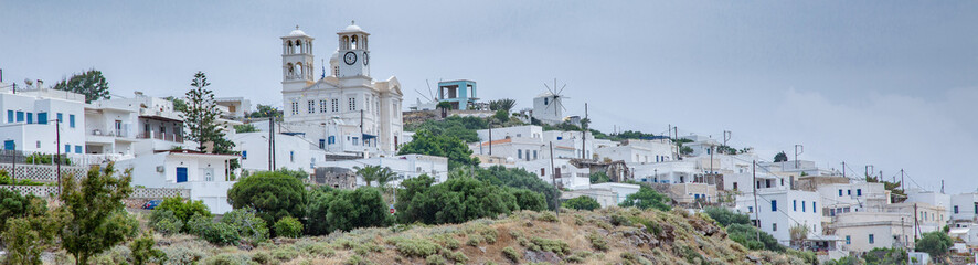 Panorama of Plaka on the Island of Milos Greece