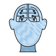 human profile with electrical circuit vector illustration design