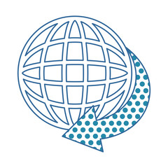 sphere planet with arrow around vector illustration design