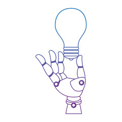 robot hand humanoid with bulb vector illustration design