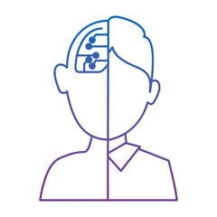 half man half robot character vector illustration design