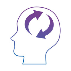 head profile with arrows reload vector illustration design