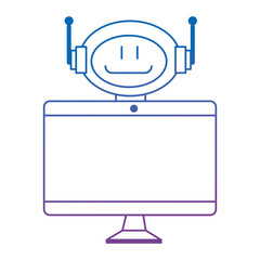 technological robot with monitor character icon vector illustration design