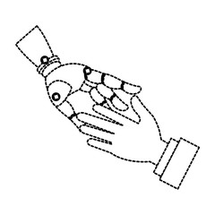 human hand and robot vector illustration design