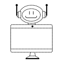technological robot with monitor character icon vector illustration design