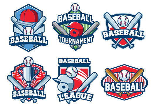 baseball badge design set
