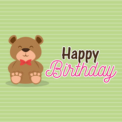 happy birthday card with bear vector illustration design