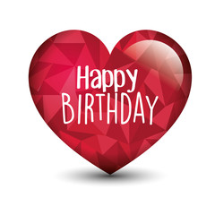 happy birthday card with heart love vector illustration design