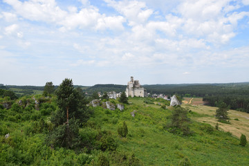 Fototapeta na wymiar Ruins of medieval king castle Mirow in Poland.
