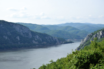 Obraz na płótnie Canvas Iron Gates on Dunabe river. Djerdap national park. Serbia - Romania border.