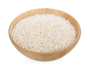 Fototapeta na wymiar Japanese rice in a wooden on a white background