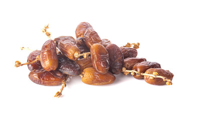 dried fruits from date palm isolated on white background