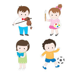 Cartoon cute talent kids vector.