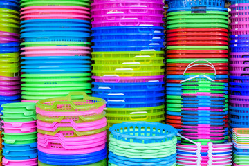 colorful plastic basket pattern background