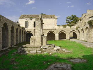 Fototapeta premium interior court of an ancient monastery