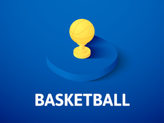 Basketball isometric icon, isolated on color background