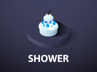 Shower isometric icon, isolated on color background