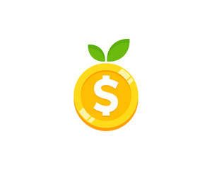 Coin Fruit Icon Logo Design Element