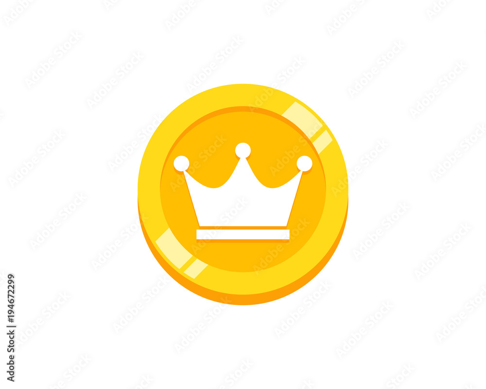 Poster coin king icon logo design element