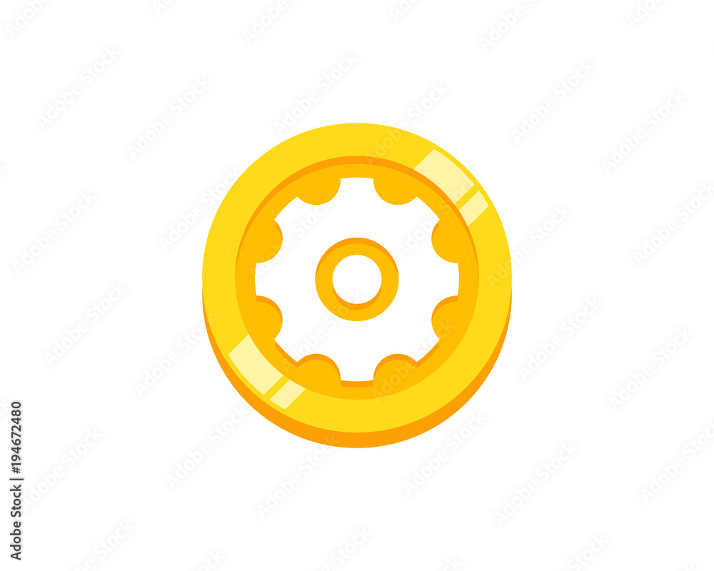 Wall mural Coin Gear Icon Logo Design Element