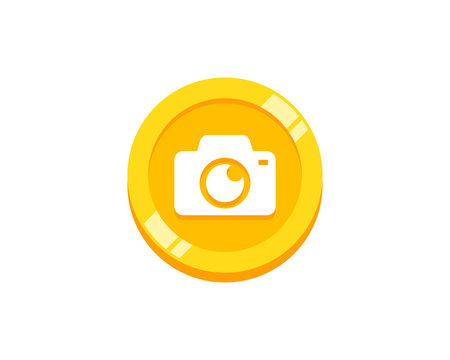 Coin Camera Icon Logo Design Element