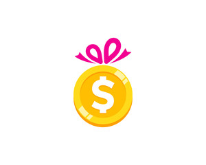 Gift Coin Icon Logo Design Element