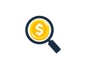 Search Coin Icon Logo Design Element
