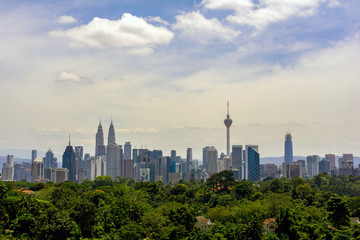 Fototapeta na wymiar View of cloudy day at downtown Kuala Lumpur, Malaysia 