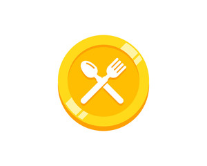 Food Coin Icon Logo Design Element