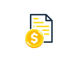 Document Coin Icon Logo Design Element