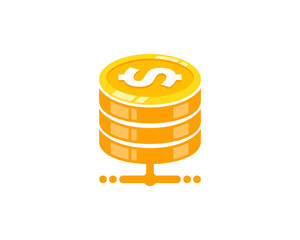 Coin Server Icon Logo Design Element