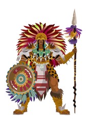 aztec strong warrior with spear