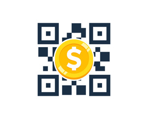 Coin Barcode Icon Logo Design Element