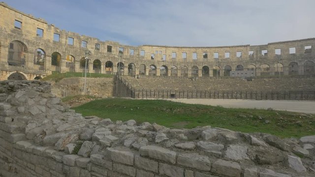 Inside the Roman amphitheater in Pula