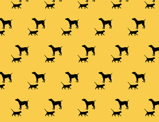 pet patterns, yellow backgrounds of dogs and cats