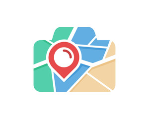 Camera Map Icon Logo Design Element