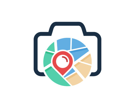 Map Camera Icon Logo Design Element