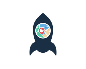 Map Rocket Icon Logo Design Element