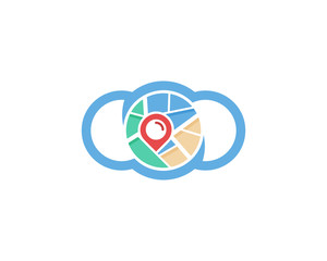 Map Cloud Icon Logo Design Element