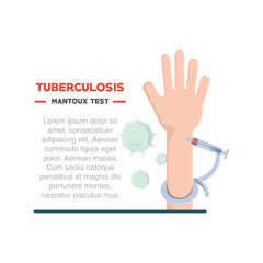 Tuberculosis infographic design with hand with mantoux test over white background, colorful design vector illustration