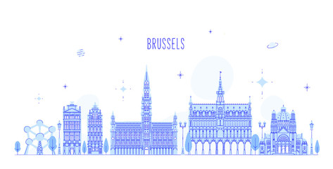 Brussel skyline Belgium vector city buildings